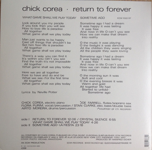 Chick Corea : Return To Forever (LP, Album, RE, 180)