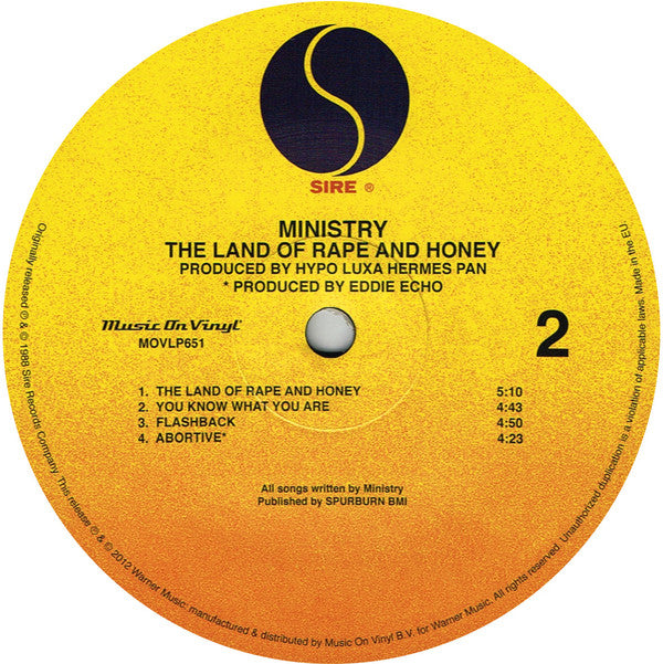 Ministry : The Land Of Rape And Honey (LP, Album, RE)