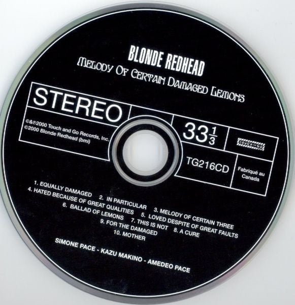 Blonde Redhead : Melody Of Certain Damaged Lemons (CD, Album, Dig)