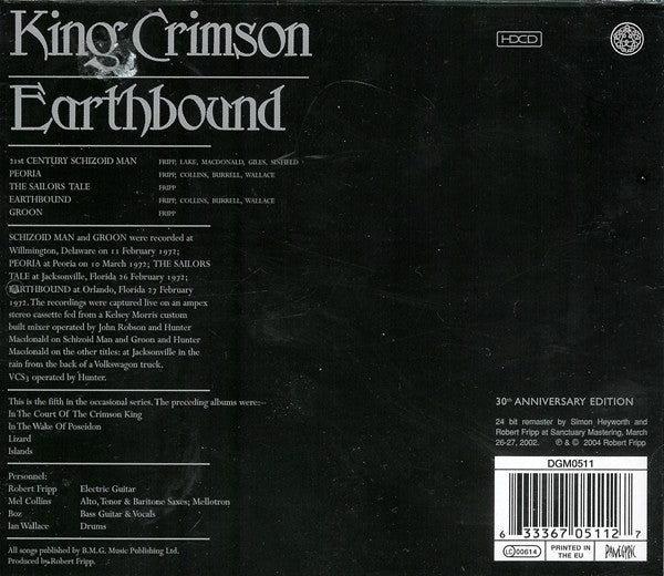 King Crimson : Earthbound (HDCD, Album, RE, RM)