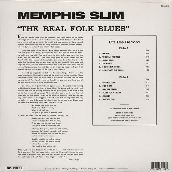 Memphis Slim : The Real Folk Blues (LP, Album, RE, 140)