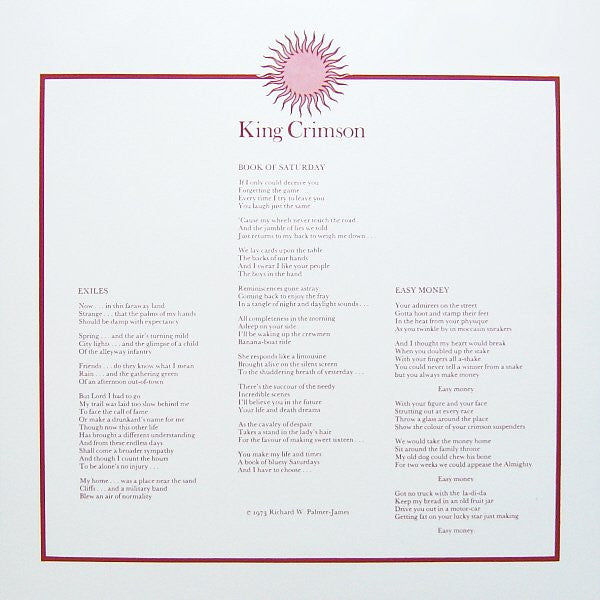 King Crimson : Larks' Tongues In Aspic (LP, Album, RE, RM, 200)