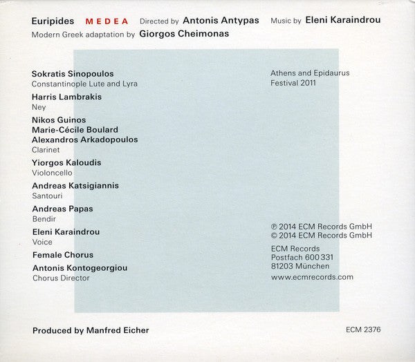 Eleni Karaindrou : Medea (CD, Album)