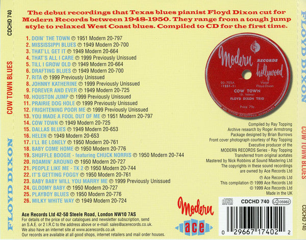 Floyd Dixon : Cow Town Blues (The Seminal 1948-50 Recordings) (CD, Comp)