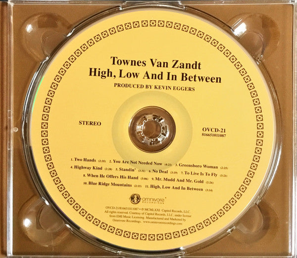 Townes Van Zandt : High, Low And In Between (CD, Album, RE, RM)