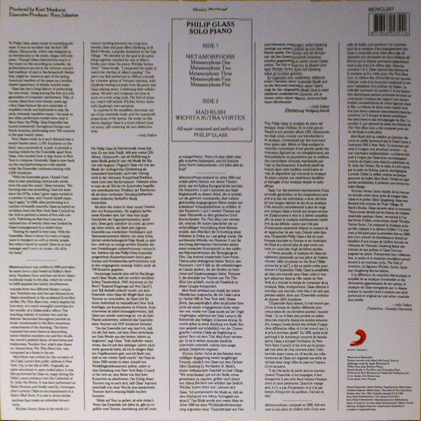 Philip Glass : Solo Piano (LP, Album, RE, 180)