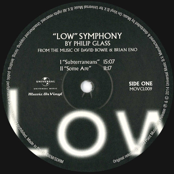 Philip Glass From The Music Of David Bowie & Brian Eno : "Low" Symphony (LP, Album, RE, 180)
