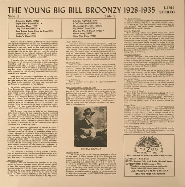 Big Bill Broonzy : The Young Big Bill Broonzy 1928-1936 (LP, Comp, RE, 180)