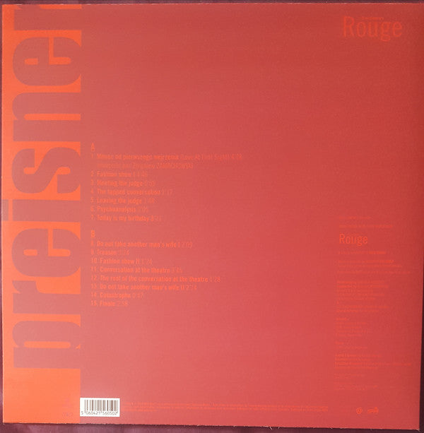 Krzysztof Kieślowski, Zbigniew Preisner : Trois Couleurs Rouge (Bande Originale Du Film) (LP, Album, RE + CD, Album, RE)