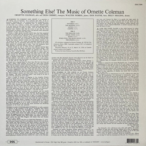 Ornette Coleman : Something Else!!!! (LP, Album, RE, 180)