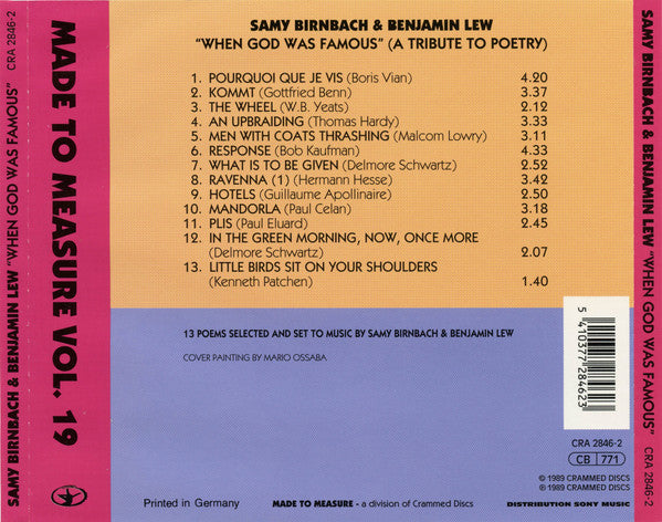 Samy Birnbach & Benjamin Lew : "When God Was Famous" (A Tribute To Poetry) (CD, Album, RP)