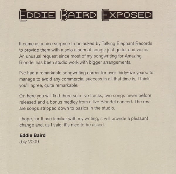 Eddie Baird : Exposed (CD, Album)