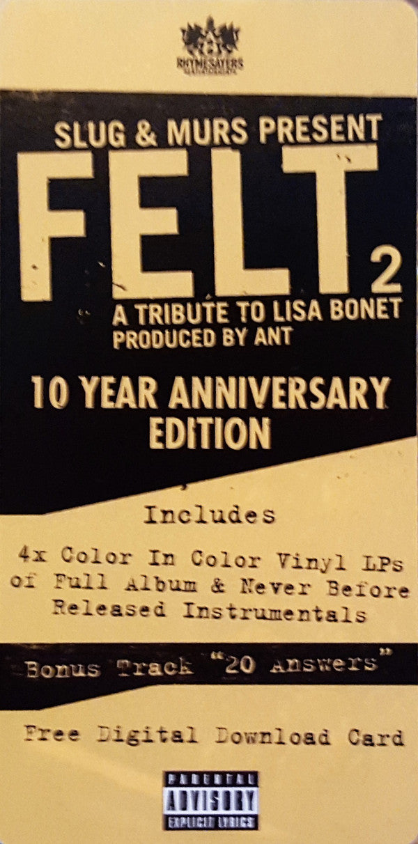 Felt (2) : Felt 2: A Tribute To Lisa Bonet (10 Year Anniversary Edition) (4xLP, Album, Ltd, RE, Tra)