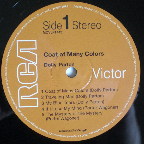 Dolly Parton : Coat Of Many Colors (LP, Album, RE, 180)