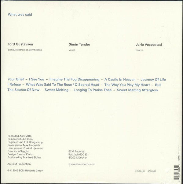 Tord Gustavsen : What Was Said (LP, 180 + LP, S/Sided, 180 + Album, Gat)