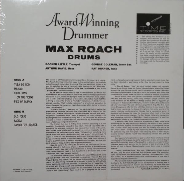 Max Roach : Award-Winning Drummer (LP, Album, Mono, RE)