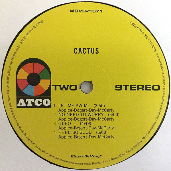 Cactus (3) : Cactus (LP, Album, RE, 180)