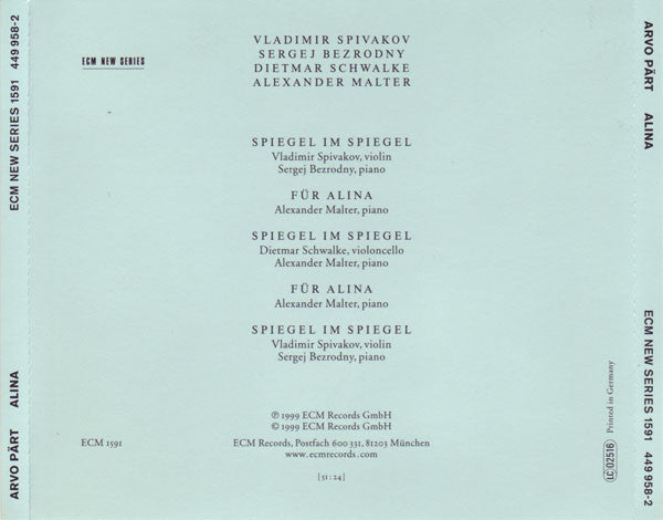 Arvo Pärt : Alina (CD, Album)