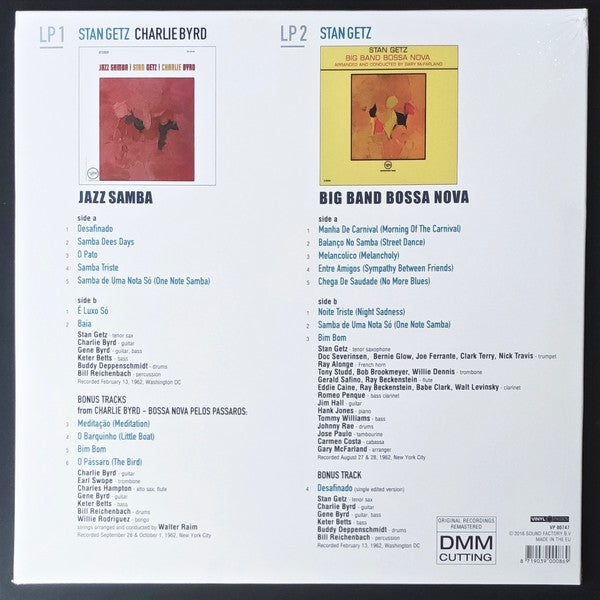 Stan Getz, Charlie Byrd : Jazz Samba + Big Band Bossa Nova (2xLP, Comp, RM)