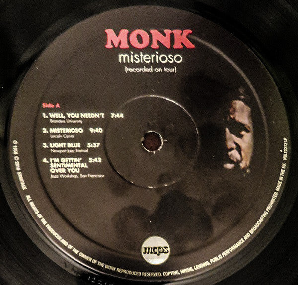 The Thelonious Monk Quartet : Misterioso (Recorded On Tour) (LP, Album, RE, 180)