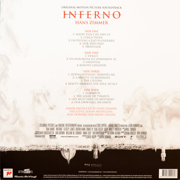 Hans Zimmer : Inferno (Original Motion Picture Soundtrack) (2xLP, Album, Ltd, Num, Red)