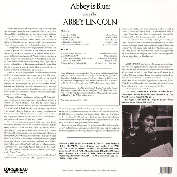 Abbey Lincoln : Abbey Is Blue (LP, Album, RE, RM, 180)