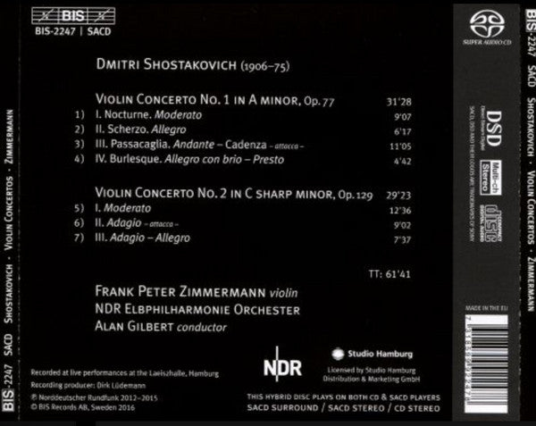 Frank Peter Zimmermann, NDR Elbphilharmonie Orchester, Alan Gilbert (2), Dmitri Shostakovich : Shostakovich Violin Concertos 1 & 2 (SACD, Hybrid, Multichannel, Album)
